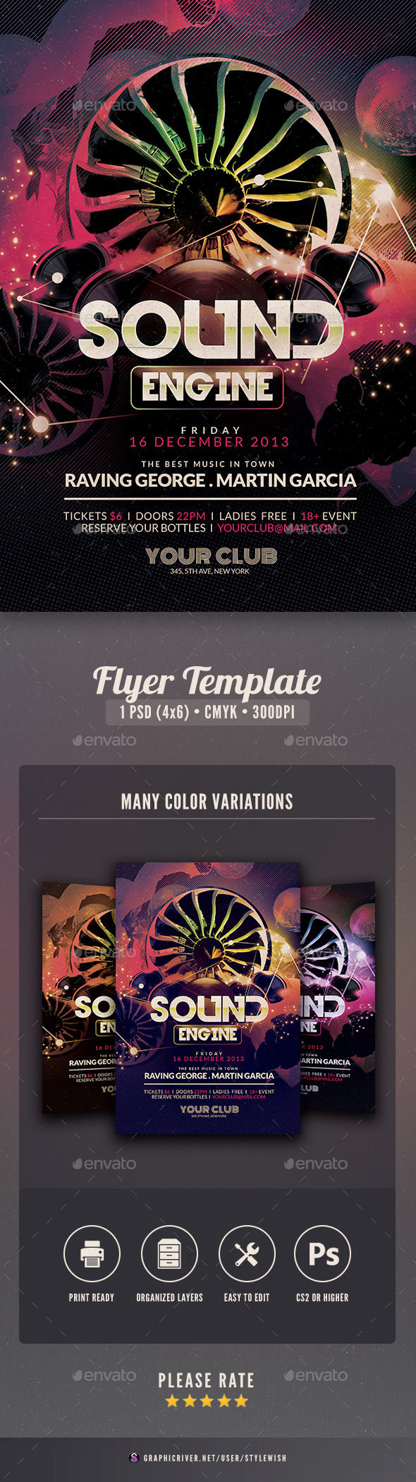 Sound Engine Flyer - Clubs & Parties Events