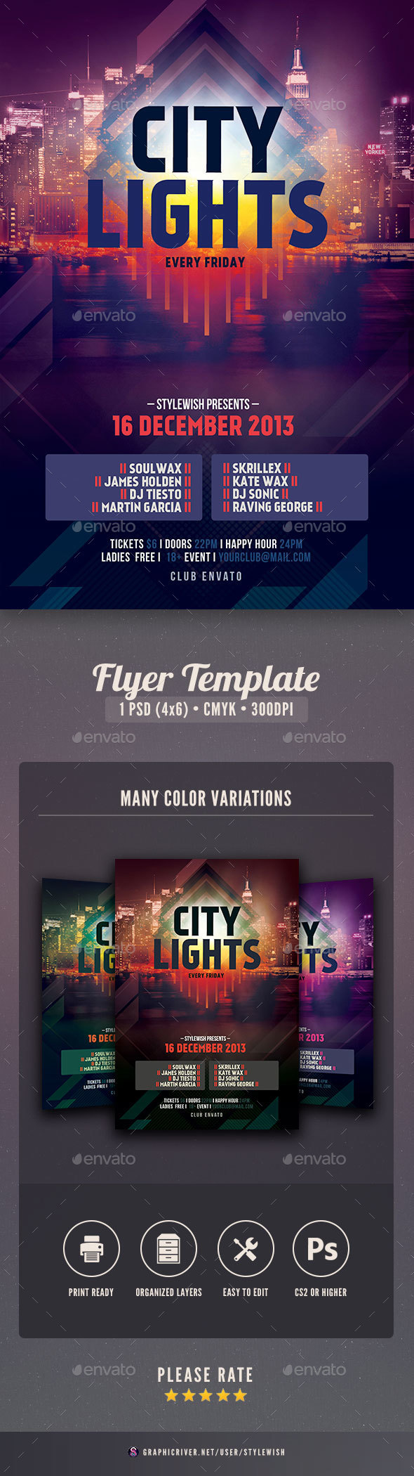 City Lights Flyer - Clubs & Parties Events