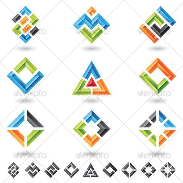 squares, rectangles, triangles - Abstract Icons