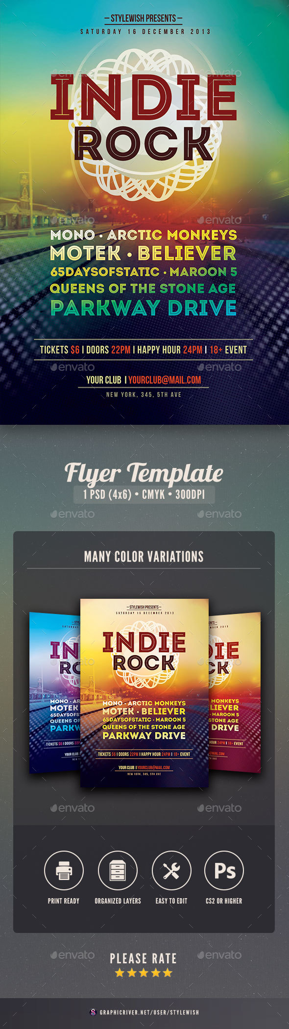 Indie Rock Flyer - Concerts Events