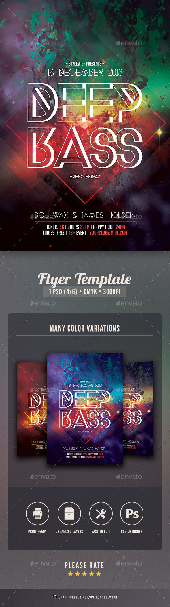 Deep Bass Flyer - Clubs & Parties Events