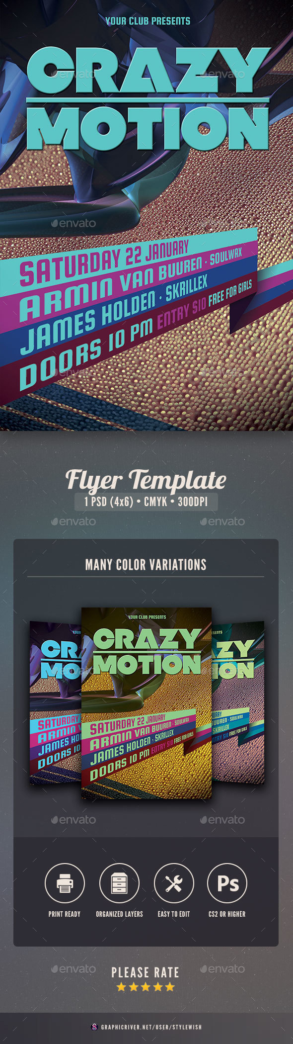 Crazy Motion Flyer - Clubs & Parties Events