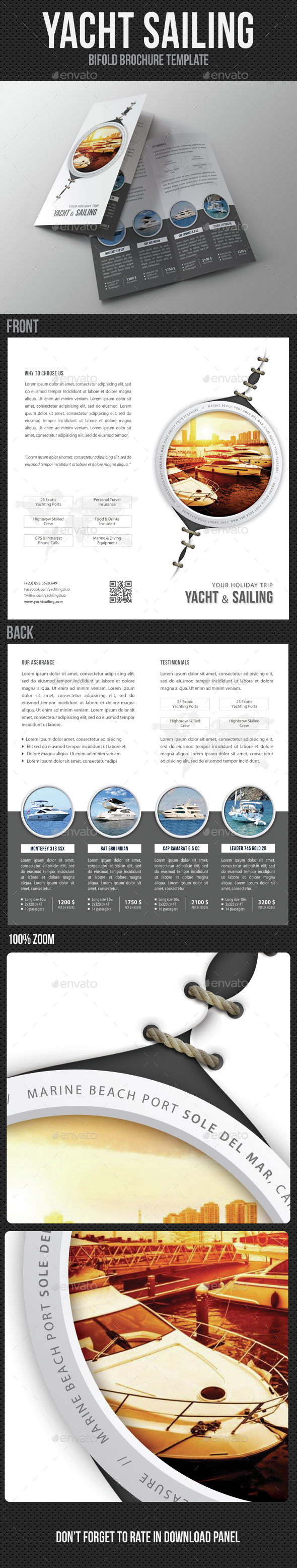 Yacht Boat Sailing Bifold Brochure - Brochures Print Templates