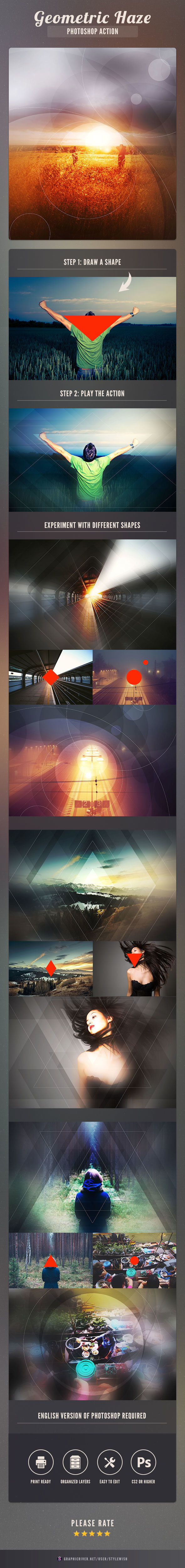 Geometric Haze Photoshop Action - Photo Effects Actions