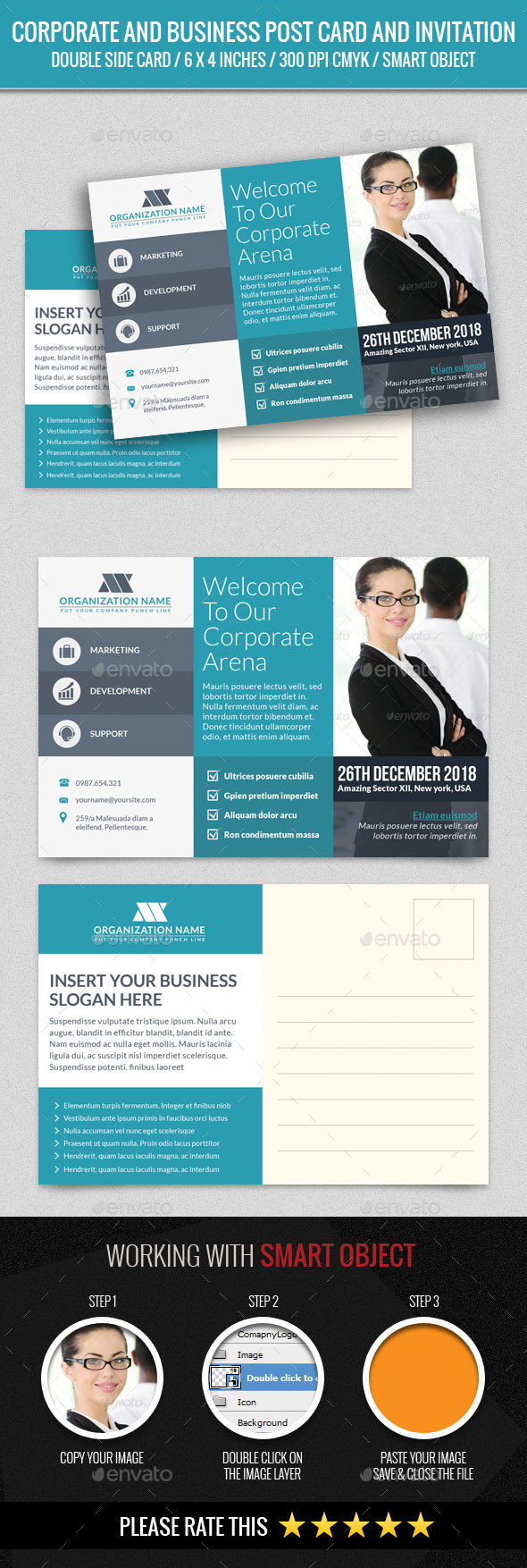 Corporate and Business Post Card - Cards & Invites Print Templates