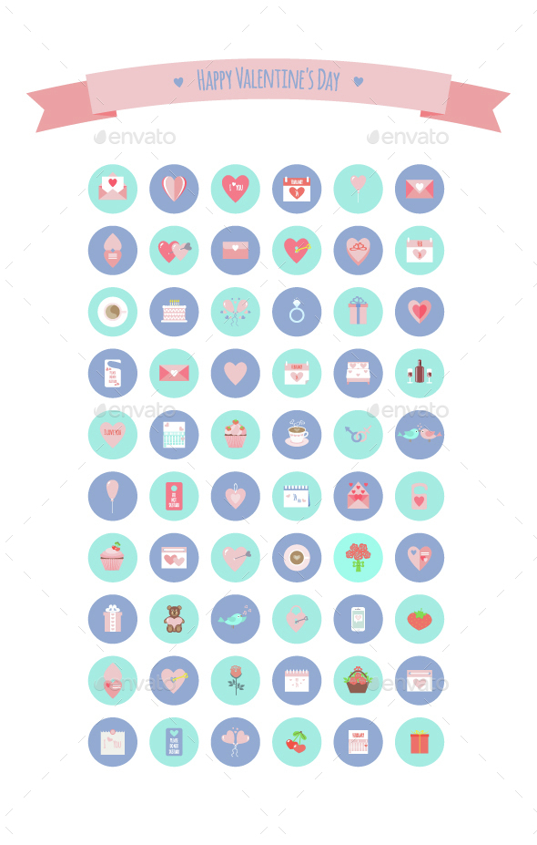 Set of Valentine Icons - Web Icons
