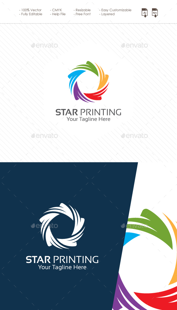 Star Printing Logo - Symbols Logo Templates