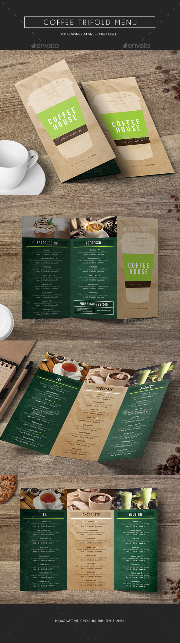 Coffee Trifold Menu - Food Menus Print Templates