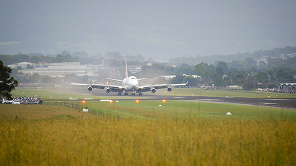 Jumbo Jet Landing on Runway