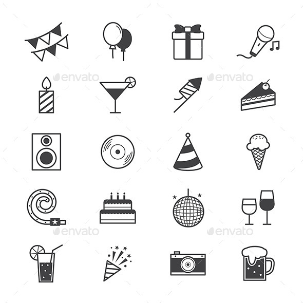 Celebration Party Icons Line - Icons