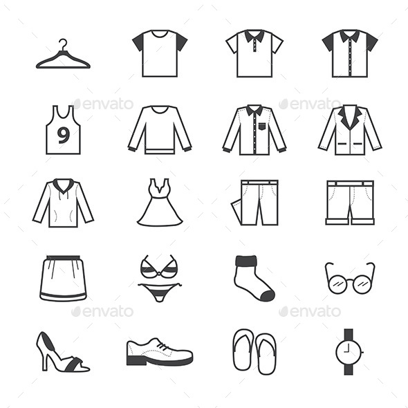 Cloth and Accessory Icons Line - Objects Icons