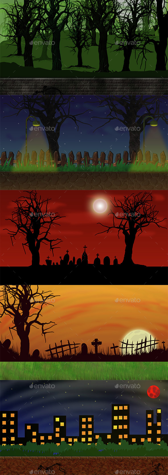 Creepy Backgrounds for Zombie Games - Backgrounds Game Assets