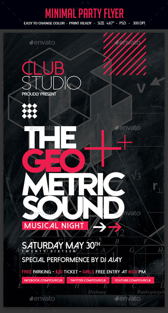 Minimal Party Flyer - Clubs & Parties Events