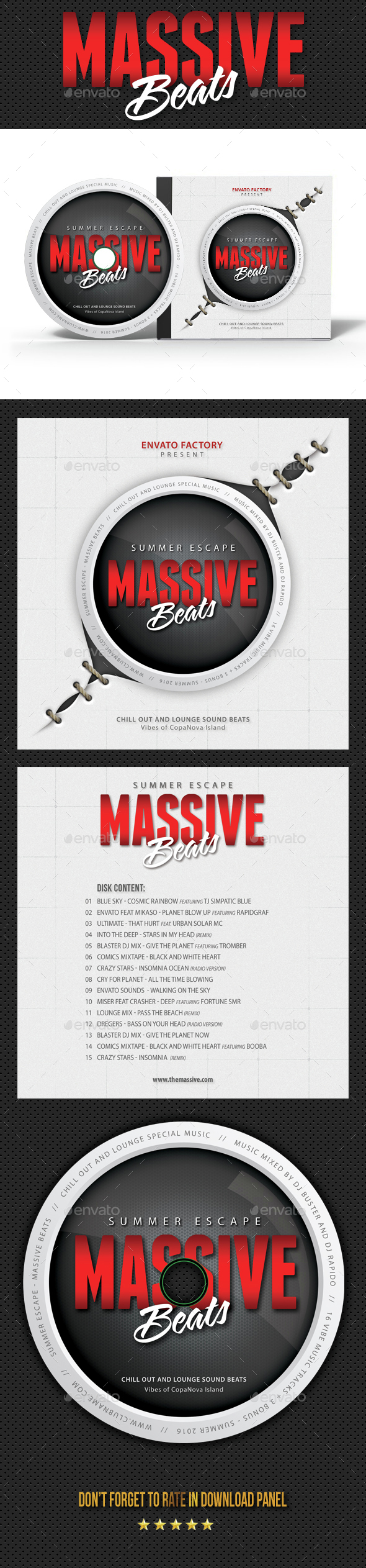 Massive Party Event CD Cover Artwork - CD & DVD Artwork Print Templates