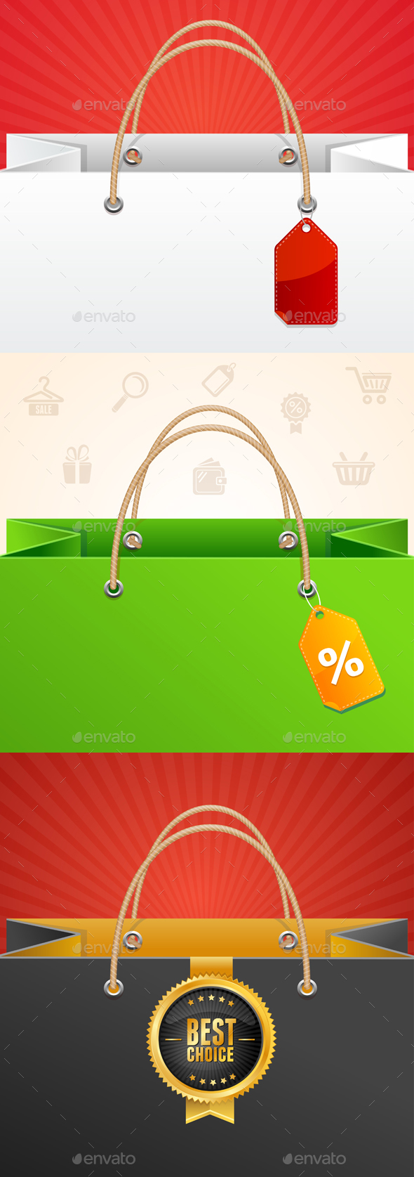 Paper Bag Background Sale. Vector - Commercial / Shopping Conceptual