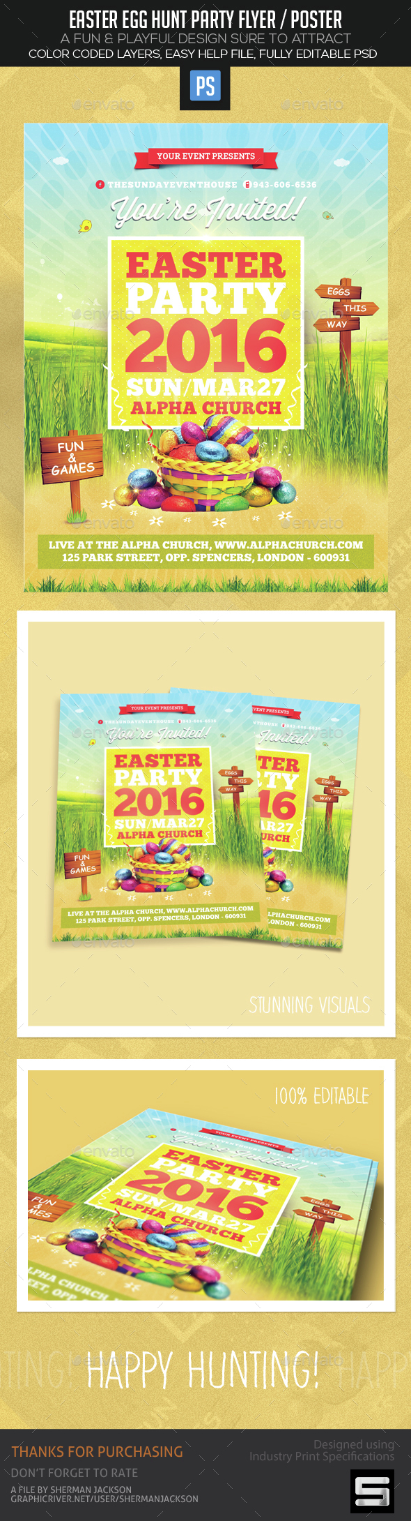 Easter Egg Hunt Party Flyer / Poster - Events Flyers