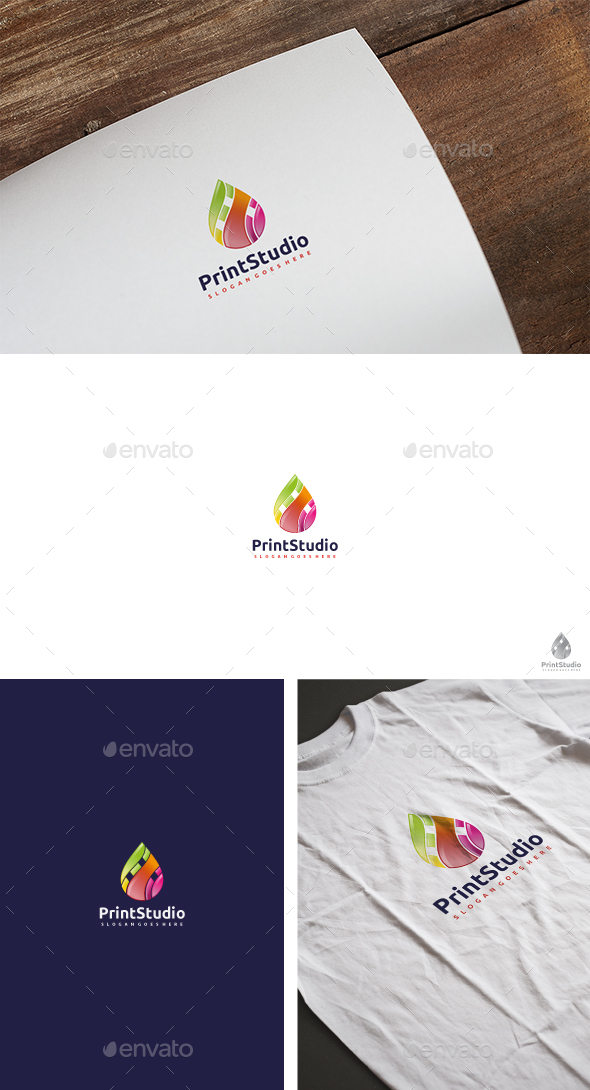 Print Colorful Drop Logo - Abstract Logo Templates