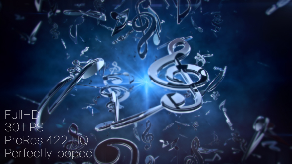 3D Flying Music Notes (Blue)