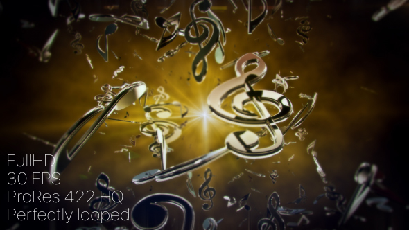 3D Flying Music Notes (Gold)