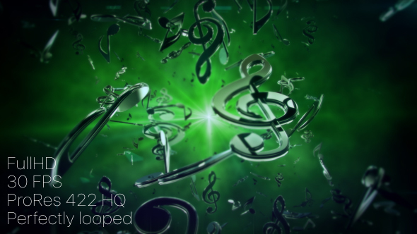 3D Flying Music Notes (Green)