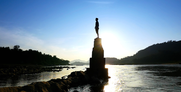 Silhouette Man Standing At The Top alt