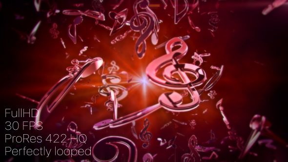 3D Flying Music Notes (Red)