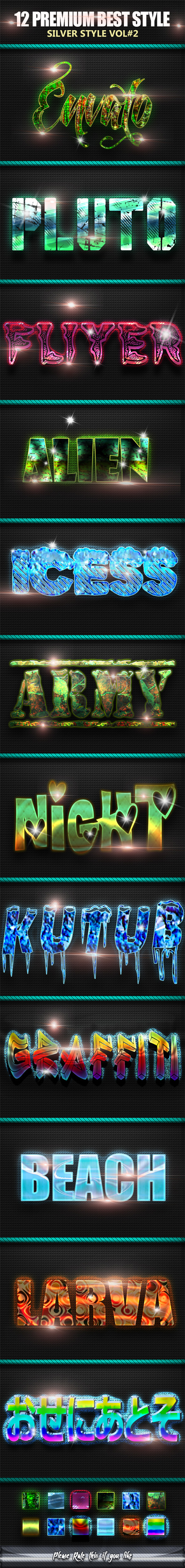 12 Premium Text Photoshop Styles vol 2 - Text Effects Styles