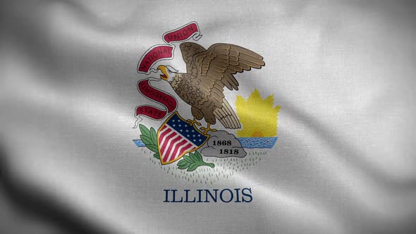 Illinois State Flag Blowing In Wind alt