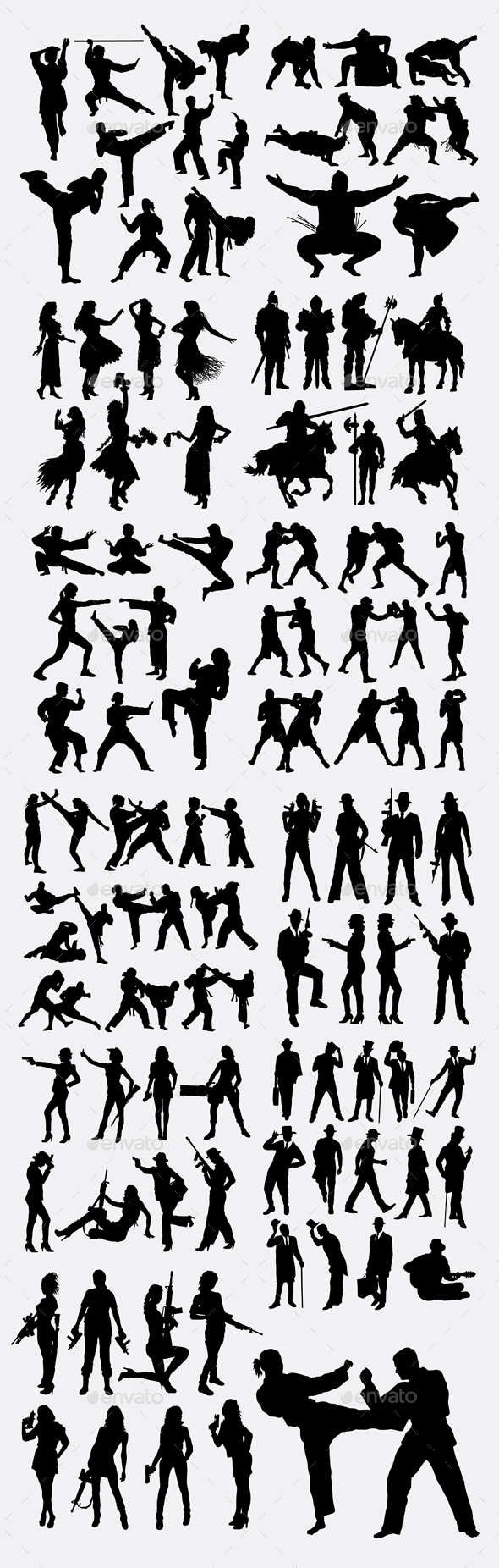 Man and Woman Activity Silhouettes - People Characters