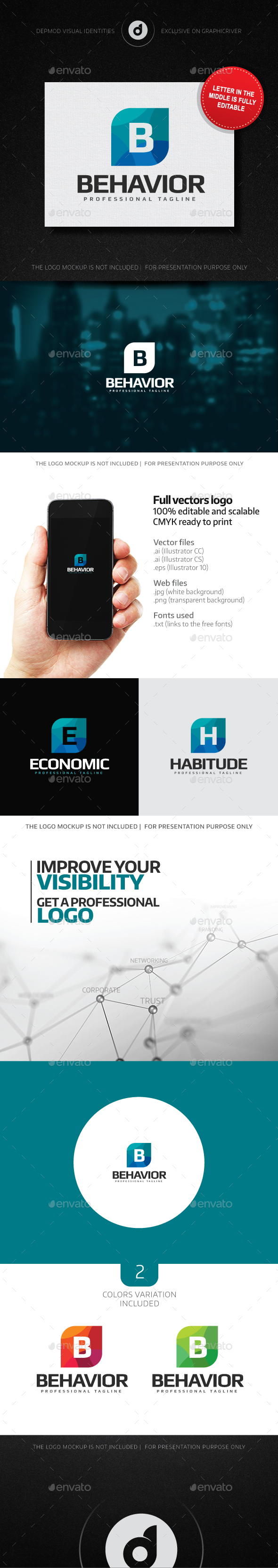 Behavior Logo (Editable letter) - Letters Logo Templates