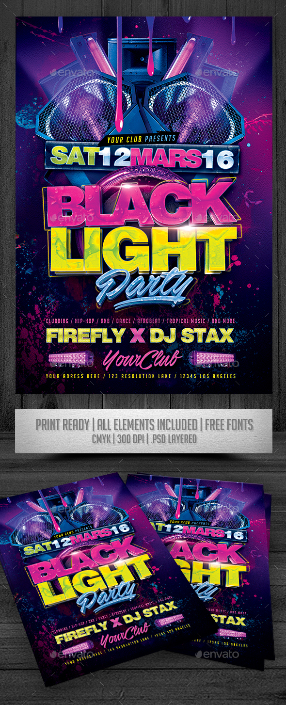 black light party flyer
