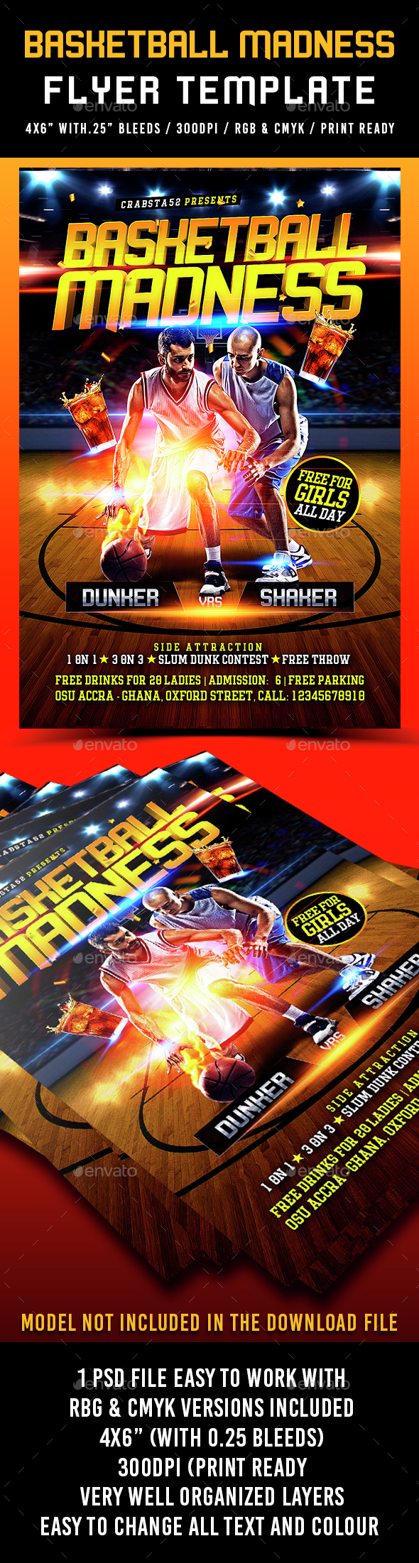Basketball Madness Flyer Template - Sports Events