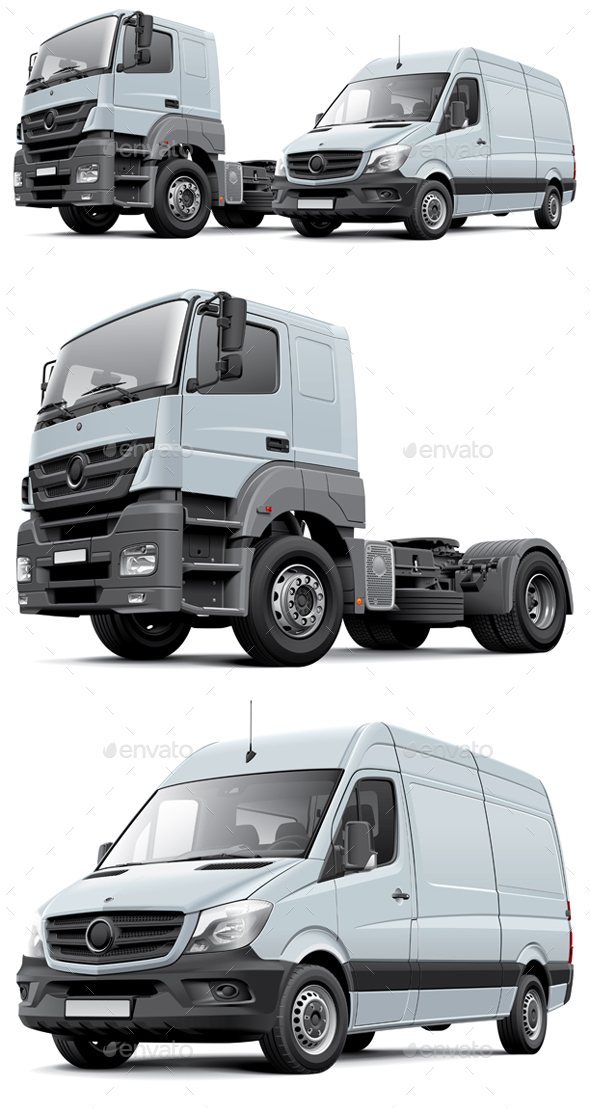 Two Commercial Vehicles - Man-made Objects Objects