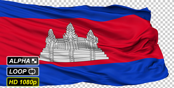Isolated Waving National Flag of Cambodia alt