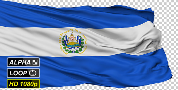 Isolated Waving National Flag of El Salvador