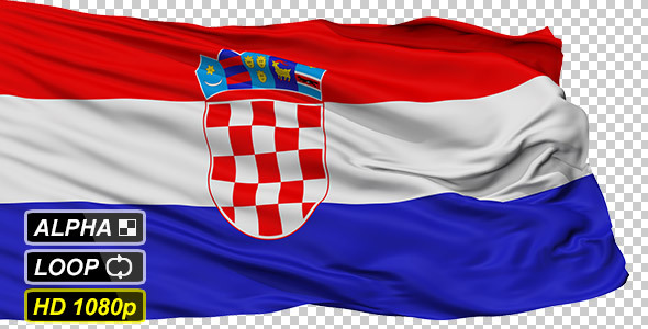 Isolated Waving National Flag of Croatia