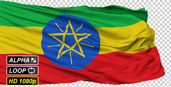 Isolated Waving National Flag of Ethiopia alt