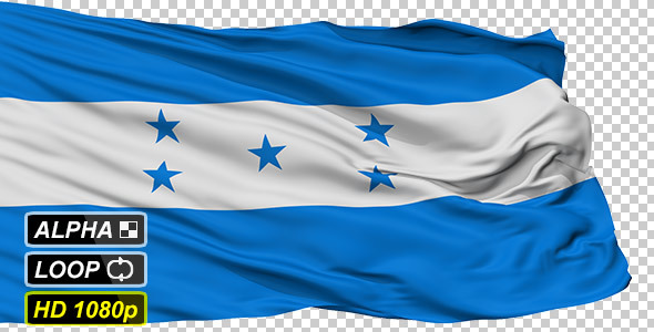 Isolated Waving National Flag of Honduran