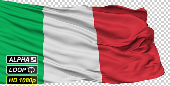 Isolated Waving National Flag of Italy
