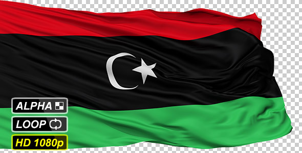 Isolated Waving National Flag of Libya