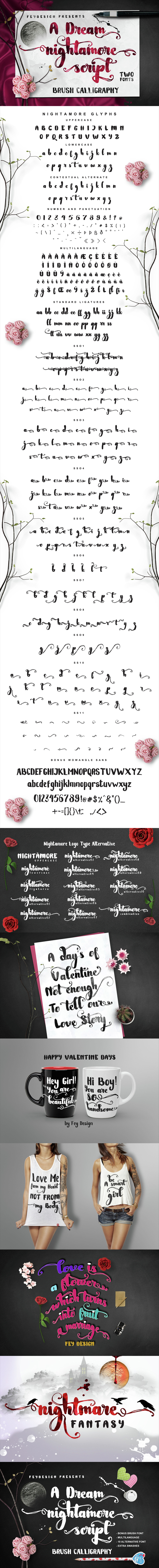 Nightamore Brush Calligraphy - Hand-writing Script