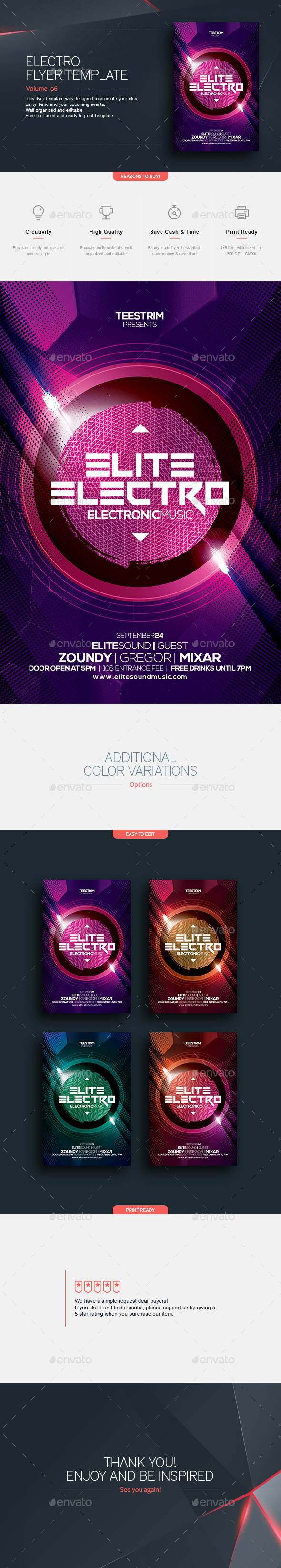 Elite Electro| Flyer Template - Clubs & Parties Events