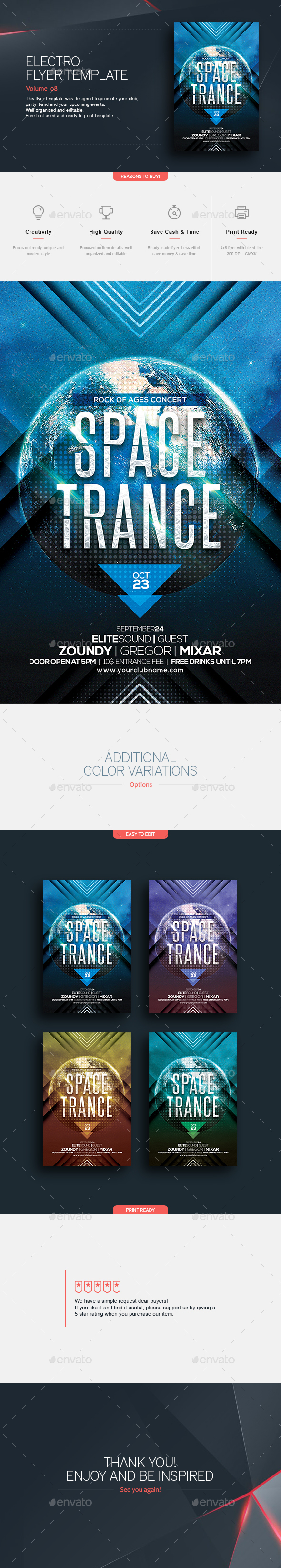 Space Trance V.2 Flyer Template Space Trance V.2 Flyer Template