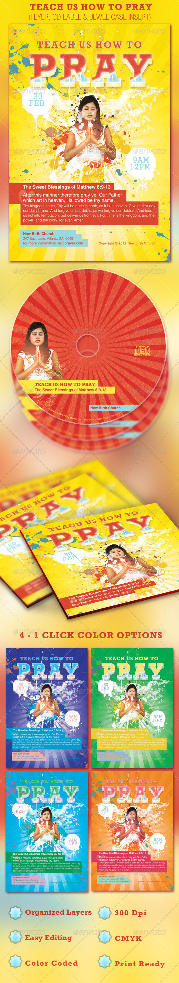 Teach Us How to Pray Church Flyer and CD Template - Church Flyers