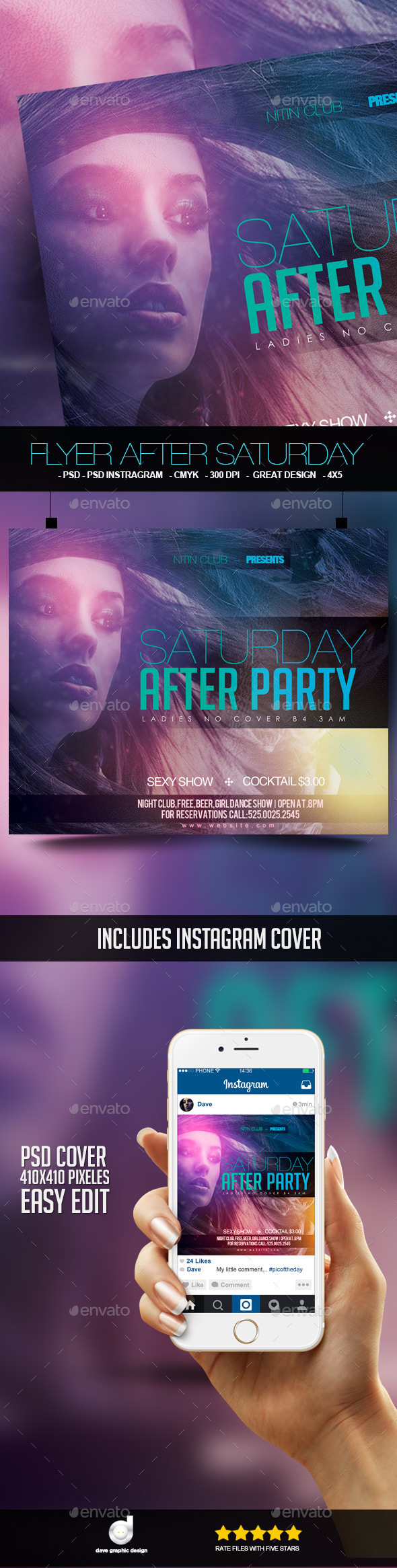 Flyer After Saturday Party - Clubs & Parties Events
