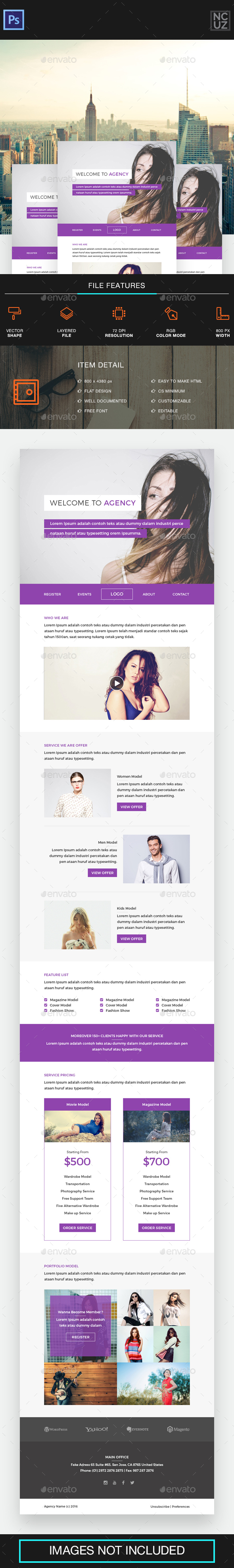 Model Agency E-newsletter - E-newsletters Web Elements