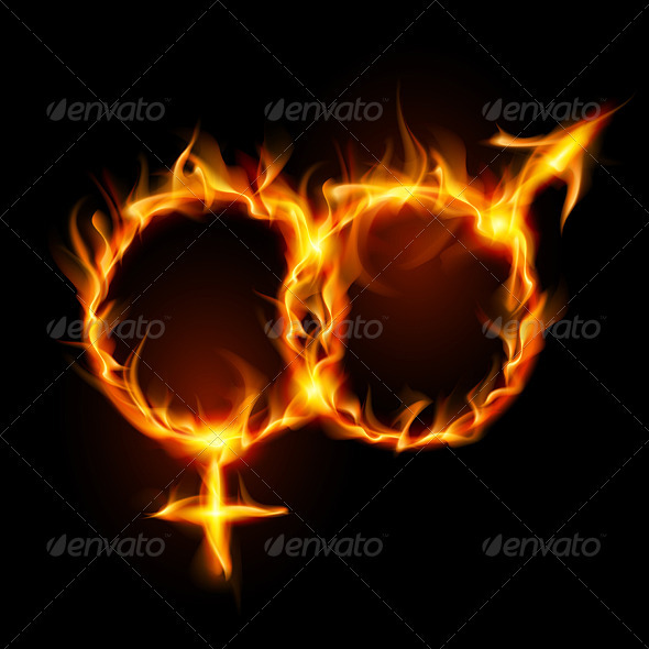 Man and woman burning symbol - People Characters