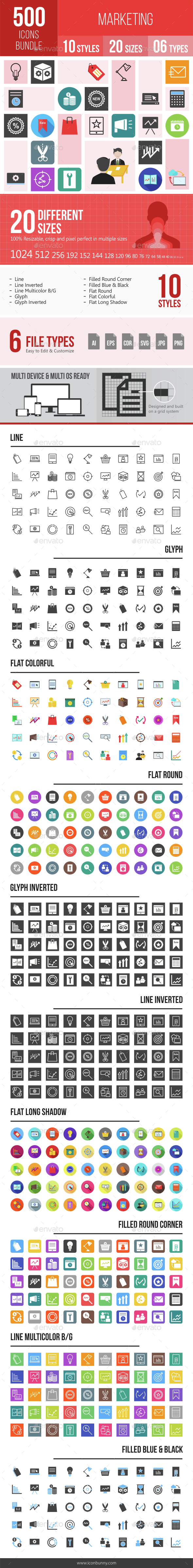 500 Marketing Icons Bundle - Icons
