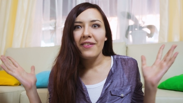 Happy Beauty Woman Having A Video Chat alt