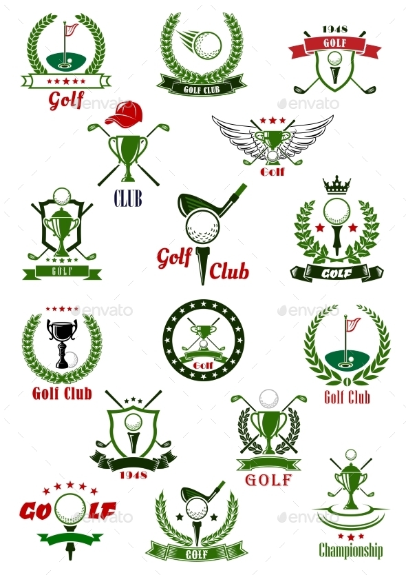 Golf Sport Game Icons And Symbols - Sports/Activity Conceptual